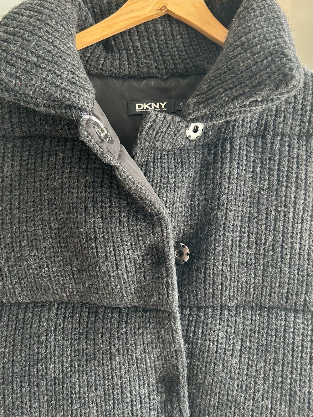 DKNY Women’s Charcoal Gray Knit Puffer Vest